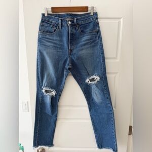 Levi's Classic Blue Ripped Cropped Jeans
